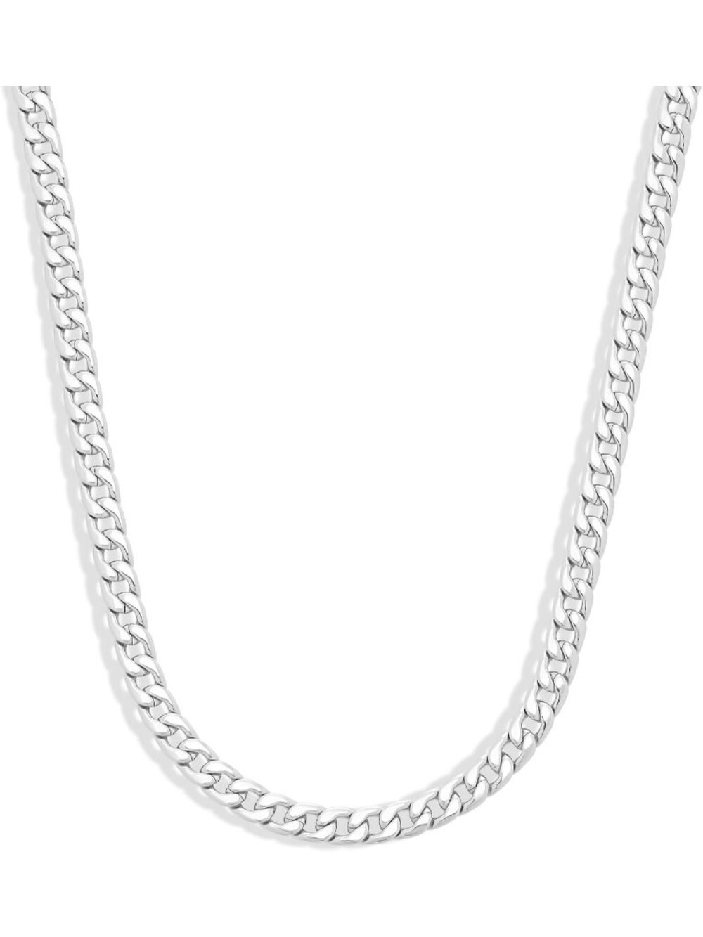 Unisex Silver 7mm Flat Curb Chain Necklace Plated Chunky Link Jewelry